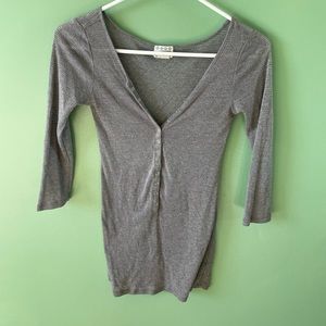 Grey free people 3/4 sleeve top